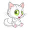 Pretty and cute white cat cartoon with fluffy tail.