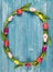 Pretty dainty spring wreath of multicolored tulips