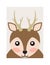Pretty Deer Portrait Cartoon Card, Bright Backdrop