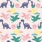 Pretty dinosaurus in a seamless pattern design