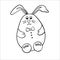 Pretty Easter Bunny with a bow tie. Vector illustration in Doodle style.
