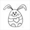 Pretty Easter Bunny with a heart in his paws. Vector illustration in Doodle style.