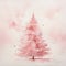 Pretty fantasy pink loose watercolour style christmas tree scene