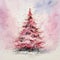 Pretty fantasy pink loose watercolour style christmas tree scene