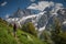 Pretty, female hiker/climber in a lovely alpine setting