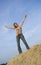 Pretty Girl Standing on bale of hay