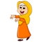 Pretty girl with veil - Islam woman cartoon vector illustration