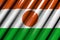 Pretty glossy - looking like plastic flag of Niger with big folds - any celebration flag 3d illustration