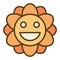 Pretty Groovy Smiling Flower vector colored icon or design element