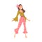 Pretty Hippie Woman Character, Beautiful Girl Wearing Retro Style Clothing Dancing at Party Cartoon Vector Illustration