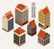 Pretty houses, architecture isometric 3d vector