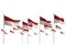 Pretty Indonesia isolated flags placed in row with soft focus and place for text - any occasion flag 3d illustration