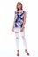 Pretty lady beautiful woman clothes wear stylish white deni