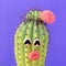Pretty lady kawaii cactus. Cactus lover fun art