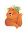 Pretty Lady Waving Bear with Flowers for Kids