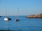 Pretty landscape with yachts at the sea, sailing ocean