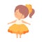 Pretty Little Girl Wearing Orange Flower Costume, Cute Adorable Kid in Carnival Clothes Vector Illustration