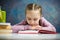 Pretty Little Schoolgirl Read Book Close-up Photo