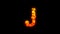 Pretty magmatic stones letter J - burning hot orange - red character, isolated - object 3D illustration