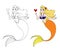 Pretty mermaid holding a heart. Blonde hair and orange fish tail.