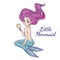 Pretty mermaid with mirror. For kids fashion artworks, children books, greeting cards.