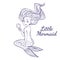 Pretty mermaid with mirror. For kids fashion artworks, children books, greeting cards