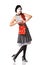 Pretty mime woman holding red shopping bag