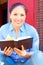 Pretty Mixed Race Woman Reading Holy Bible