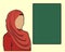 Pretty Muslim woman and blank information board.