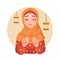 Pretty muslim woman in hijab in praying pose. Ramadan Kareem clip art.