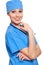 Pretty nurse in blue uniform