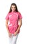 Pretty nurse in pink medical gown