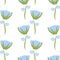 Pretty Pale Baby Blue Flowers On A White Background Vector Seamless Pattern