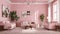 Pretty Pink Paradise: Two Comfortable Chairs and a Tea Table in a Blush-Themed Retreat