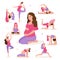 Pretty pregnant woman doing yoga, having healthy lifestyle and relaxation, exercises for pregnant women vector flat