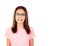 Pretty preteenager girl with glasses