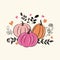Pretty Pumpkin Vector illustration with leaves Bouquets