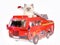 Pretty Ragdoll kitten in red fire truck