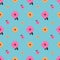 Pretty seamless pattern with simple colorful  abstract flowerspink and orange.Vector floral background.