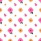 Pretty seamless pattern with simple colorful  abstract flowerspink and orange.Vector floral background.