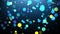 Pretty Shining Blue Multicolor Bokeh Circle Lights Defocused And Hexagon Glitter Sparkle Fly Up