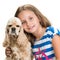 Pretty smiling girl with american spaniel