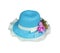 Pretty straw hat with flower on white