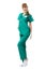Pretty surgeon woman in a green dress