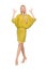 Pretty tall woman in yellow dress