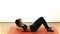 Pretty Thai Asian girl is doing crunch sit-up cardio workout exercise in white background in fitness show concept