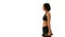 Pretty Thai Asian sportswoman is lifting dumbell dumbbell in both arm bicep standing posture in side view. Weight exercise cardio
