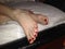 Pretty toes feet painted red nailpolish