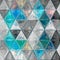 Pretty triangle background in light colors sky blue, white, gray, effect patchwork knitted texture