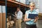 Pretty warehouse manager using tablet pc